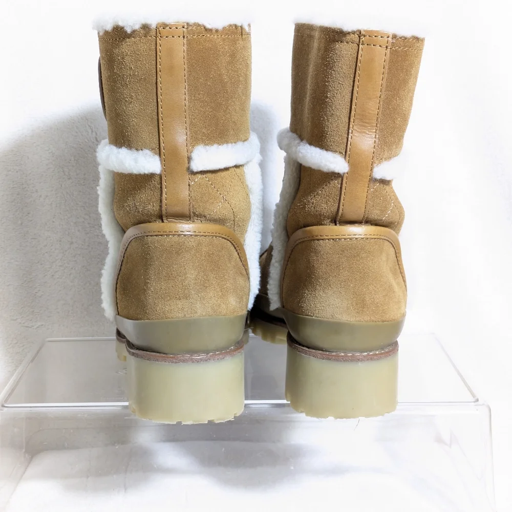 Tory Burch Boughton Shearling Bootie in Havana Tan Suede Warm Winter‎ 7M